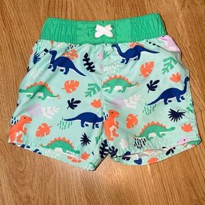 Kids Dinosaur Print Swim Trunks